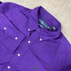 Ralph Lauren Custom Fit Button Down Shirt Purple Vintage Men's L